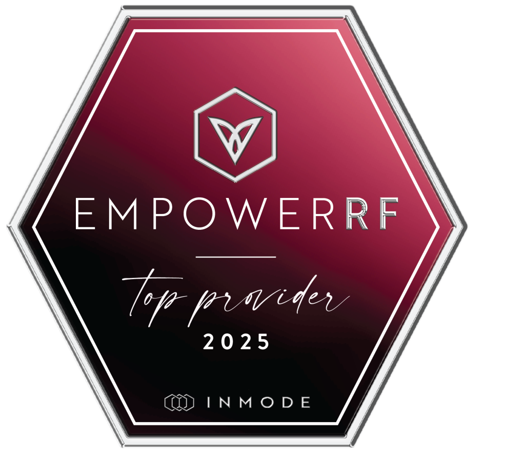 Official InMode EmpowerRF Top Provider 2025 award recognizing Renew MediSpa as a leading provider of EmpowerRF technologies for women's intimate wellness and pelvic health treatments.